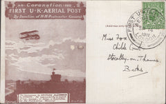 141335 1911 FIRST U.K. AERIAL POST LONDON POSTCARD IN BROWN TO STREATLEY ON THAMES, BERKS.