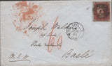 141341 1853 MAIL LONDON TO A POSTE RESTANTE IN BASLE, SWITZERLAND WITH 1D RED (SG8).