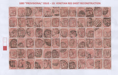 141345 COLLECTION 1881 1D VENETIAN RED (SG166) INCLUDING 12 IMPRIMATURS, 'SPECIMEN' OVERPRINTS, DIE PROOF AND PLATE RECONSTRUCTION.