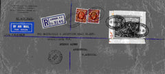 141353 1936 LARGE ENVELOPE SENT REGISTERED AIR MAIL LONDON TO ARGENTINA WITH KGV 1 1/2D X2 AND £1 P.U.C. (SG438).