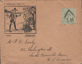 141355 1906 MAIL FROM WHITFIELD KING, STAMP  DEALER OF IPSWICH TO U.S.A. WITH 'REBUS' RETURN ADDRESS.