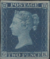 141368 1857 2D BLUE PL.6 IMPERFORATE IMPRIMATUR (SG35/36a(SPECF7/F8).