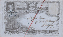 141370 1849 J VALENTINE ILLUSTRATED 'OCEAN PENNY POSTAGE' PRINTED ENVELOPE ALEXANDRIA TO GLASGOW, POST PAID IN CASH.
