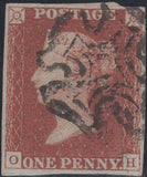 141371 1840/41 1D PL.9 MATCHED PAIR 1D BLACK (SG2) AND 1D RED (SG7) LETTERED OH.