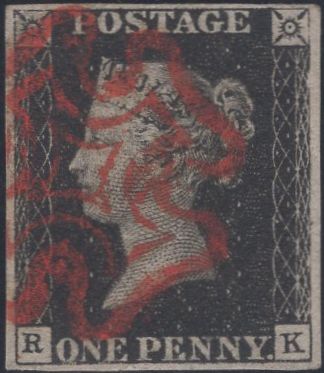 141372 1840/41 1D PL.9 MATCHED PAIR 1D BLACK (SG2) AND 1D RED (SG7) LETTERED RK.