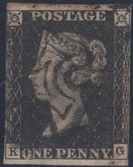 141377 1840 1D BLACK PL.8 (SG2) (KG) GOOD USED.