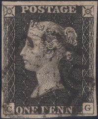 141379  1840 1D GREY-BLACK PL.8 (SG3) (CG) FINE USED.