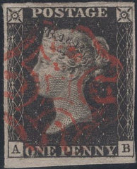 141380 1840 1D BLACK PL.8 (SG2)(AB)  FINE USED.