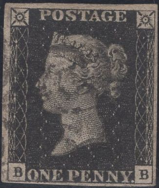 141381  1840 1D BLACK PL.8 (SG2) (BB) FINE USED.