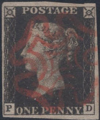 141383 1840 1D INTENSE BLACK PL.8 (SG1)(PD) FINE USED.