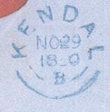 141384 1850 REGISTERED MAIL LEEDS TO KENDAL WITH 1D IMPERF (SG8) AND STRIP OF THREE 2D BLUE (SG14).