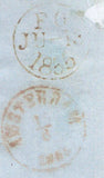 141386 1855 MAIL LONDON TO AMSTERDAM WITH STRIP OF FOUR 2D BLUE PL.4 S.C.14 (SG23).