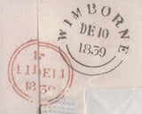 141398 1839 UNIFORM 4D POST WIMBORNE, DORSET TO BUCKINGHAM WITH MANUSCRIPT '4'.
