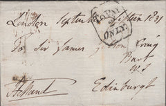 141402 1831 FREE MAIL LONDON TO EDINBURGH WITH 'TO PAY/2d/ONLY.' HANDSTAMP (L808).