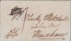 141406 1843 MAIL FAKENHAM, NORFOLK TO WINDHAM (SIC) EXTRANEOUS 'pp' DELETED BY STRIKE FAKENHAM MALTESE CROSS.