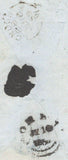 141417 1859 MAIL LONDON TO BOMBAY, 1D (SG40), 2D BLUE PL.7 (SG45) AND 4D ROSE-CARMINE (SG66).