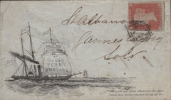 141424 1853 BRADSHAW AND BLACKLOCK 'OCEAN PENNY POSTAGE' ENVELOPE USED HATFIELD TO ST. ALBANS WITH 1D IMPERF (SG8).