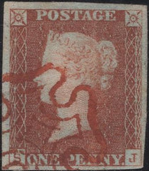 141425 1841 1D RED PL.10 (SG7)(SJ) GOOD USED, SUPERB  STRIKE RED MALTESE CROSS (SPEC A2va),