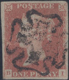 141427 1842 1D (SG8) PL.23 AND PL.27 WITH FINE STRIKES 'INTAGLIO' MALTESE CROSSES.