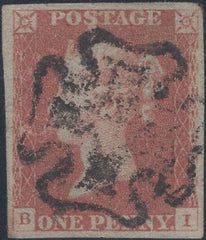 141427 1842 1D (SG8) PL.23 AND PL.27 WITH FINE STRIKES 'INTAGLIO' MALTESE CROSSES.