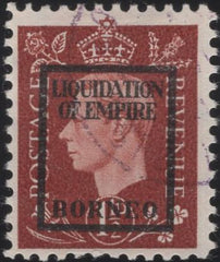 141436 1944 1½d GERMAN PROPAGANDA FORGERY 'LIQUIDATION OF EMPIRE/BORNEO' OVERPRINT FINE USED.