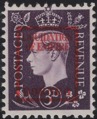 141439 1944 3D GERMAN PROPAGANDA FORGERY 'LIQUIDATION OF EMPIRE/BORNEO' OVERPRINT, FINE USED.