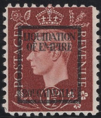 141442 1944 1½d GERMAN PROPAGANDA FORGERY 'LIQUIDATION OF EMPIRE/BOUGAINVILLE' OVERPRINT FINE UNUSED.