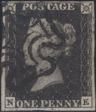 141453 1840-1841 MATCHED PAIR 1D BLACK PL.10 (SG2) AND 1D RED (SG7) LETTERED NE.