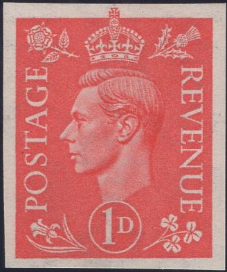 141455 1941 1D PALE SCARLET WATERMARK SIDEWAYS (SG486a) IMPERFORATE IMPRIMATUR.
