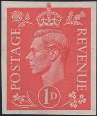 141455 1941 1D PALE SCARLET WATERMARK SIDEWAYS (SG486a) IMPERFORATE IMPRIMATUR.