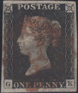 141456 1840 MATCHED PAIR 1D GREY-BLACK PL.1A (SG3) AND 1D BLACK PL.1B (SG2) LETTERED GK, PL.1B SHOWING 'TWISTED RE-ENTRY' (SPEC AS5d).