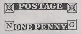 141457 1840-1841 MATCHED PAIR 1D BLACK PL.1A (SG2) AND 1D BLACK PL.1B (SG2) LETTERED NG, PL.1B SHOWING NON-COINCIDENT RE-ENTRY (SPEC AS5b).