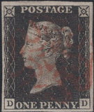 141459 1840-1841 MATCHED TRIO 1D GREY-BLACK PL.1A (SG3), 1D BLACK PL.1B (SG2) AND 1D RED (SG7) ALL LETTERED DD WITH CONSTANT VARIETIES.