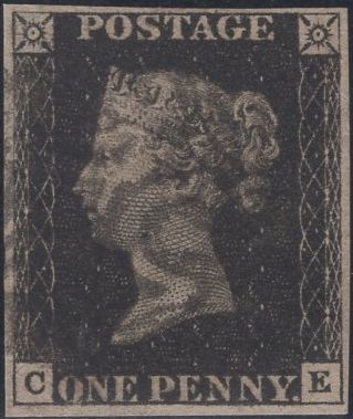 141460 1840-1841 MATCHED PAIR 1D BLACK PL.8 (SG2) AND 1D RED (SG7) LETTERED CE.