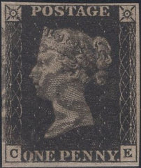 141460 1840-1841 MATCHED PAIR 1D BLACK PL.8 (SG2) AND 1D RED (SG7) LETTERED CE.