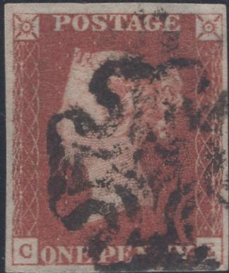 141460 1840-1841 MATCHED PAIR 1D BLACK PL.8 (SG2) AND 1D RED (SG7) LETTERED CE.