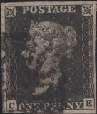 141461 1840-1841 MATCHED TRIO 1D GREY-BLACK PL.1A (SG3), 1D BLACK PL.1B (SG2) AND 1D RED (SG7) LETTERED CE.
