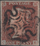 141462 1840-1841 MATCHED PAIR 1D BLACK PL.2 (SG2) AND 1D RED (SG7) LETTERED CE.