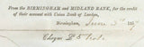 141465 1857 BANKERS MAIL BIRMINGHAM TO BAKEWELL DIE 2 1D PALE RED, SAVOY STREET PRINTING (SPEC C9A(1) 'BIRMINGHAM/75' SPOON TYPE 'B1' FIRST RE-CUT. (RA5).