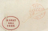 141467  1857 MAIL YORK TO LONDON DIE 2 1D ROSE-RED (SG40) 'YORK/930' SPOON (RA136).
