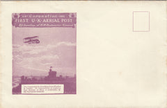 141486 1911 FIRST OFFICIAL U.K. AERIAL POST VERY FINE UNUSED WINDSOR PRIVILEGE ENVLOPE IN VIOLET.