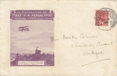 141487 1911 FIRST OFFICIAL U.K. AERIAL POST LONDON PRIVILEGE ENVELOPE IN VIOLET TO BEDFORD.