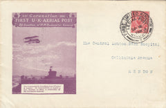 141488 1911 FIRST OFFICAL U.K. AERIAL POST WINDSOR PRIVILEGE ENVELOPE IN VIOLET TO HENDON.