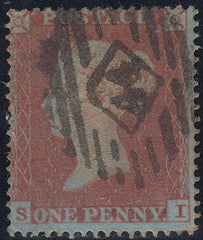141496 1854 DIE1 1D PL.187 (SG17)(SI) DEEP RED-BROWN SHADE.