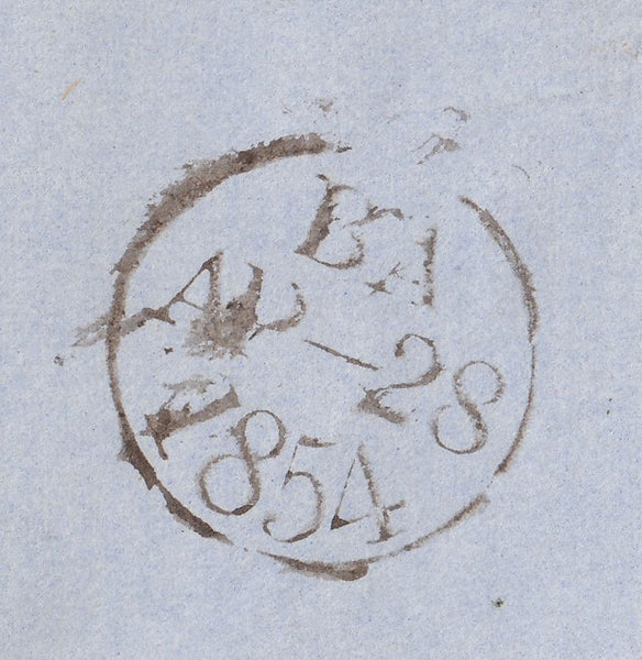 141511 1854 MAIL USED IN LONDON 1D PL.180 (SG17).
