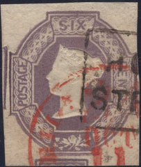 141515 1854 6D EMBOSSED DULL LILAC (SG59) VERY FINE USED.