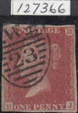 141519 1857 DIE 2 1D PL.49 ROSE-RED ON WHITE PAPER ERROR IMPERFORATE (SG40a).
