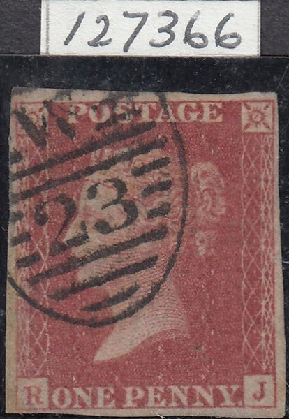 141519 1857 DIE 2 1D PL.49 ROSE-RED ON WHITE PAPER ERROR IMPERFORATE (SG40a).