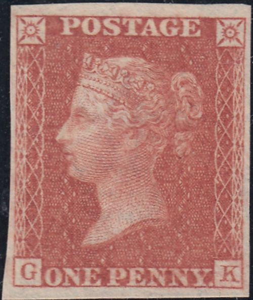 141521 1857 DIE 2 1D PL.55 IMPERFORATE IMPRIMATUR LETTERED GK.