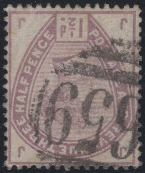 141526 1884 1½d LILAC WATERMARK INVERTED (SG188Wi) FINE USED.